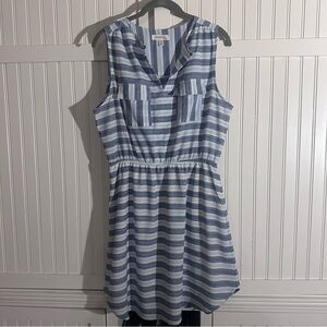Monteau Blue and White Striped Mini Dress